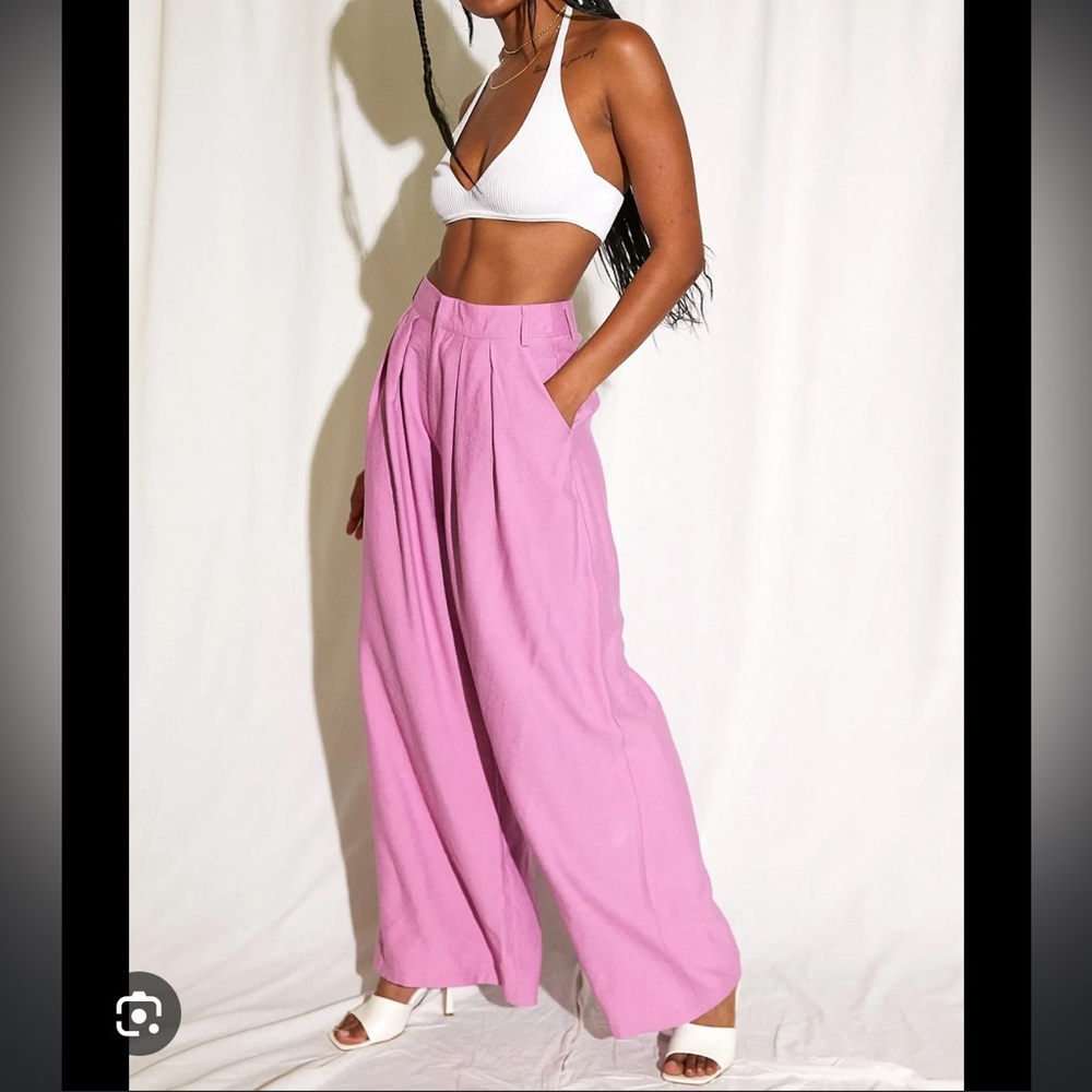 SNDYS. Dolls Kill wide leg pink trouser